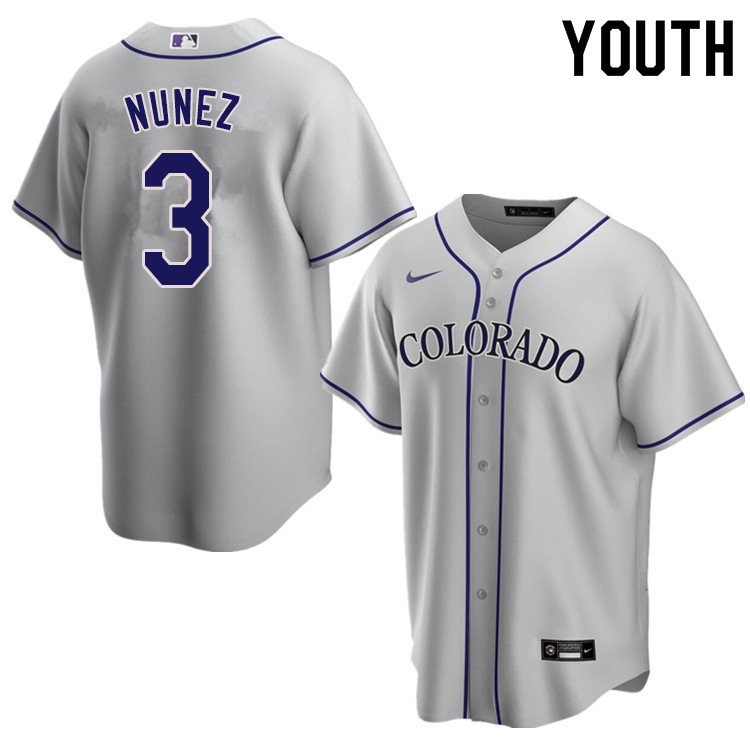 Nike Youth #3 Dom Nunez Colorado Rockies Baseball Jerseys Sale-Gray